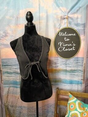 Wild Fable.  Black Tie-Front Denim Vest